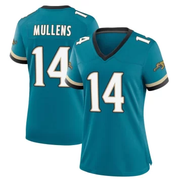 Women's Jacksonville Jaguars ＃14 Nick Mullens Teal Game Prowler Throwback Jersey
