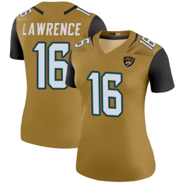 Women's Jacksonville Jaguars ＃16 Trevor Lawrence Gold Legend Color Rush Bold Jersey