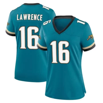 Women's Jacksonville Jaguars ＃16 Trevor Lawrence Teal Game Prowler Throwback Jersey