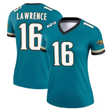 Women's Jacksonville Jaguars ＃16 Trevor Lawrence Teal Legend Prowler Throwback Jersey