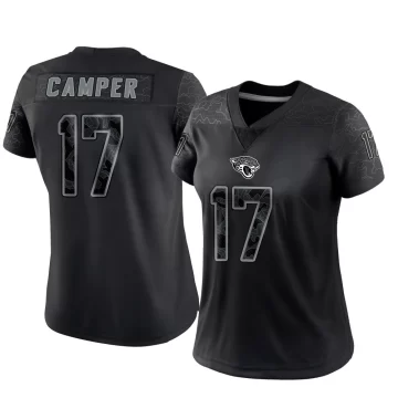 Women's Jacksonville Jaguars ＃17 Cam Camper Black Limited Reflective Jersey