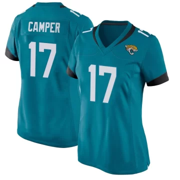 Women's Jacksonville Jaguars ＃17 Cam Camper Teal Game Jersey