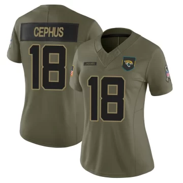 Women's Jacksonville Jaguars ＃18 Joshua Cephus Olive Limited 2025 Salute to Service Jersey