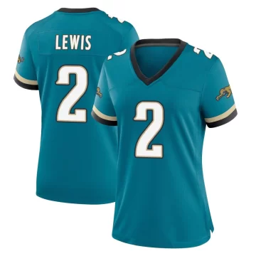 Women's Jacksonville Jaguars ＃2 Jourdan Lewis Teal Game Prowler Throwback Jersey