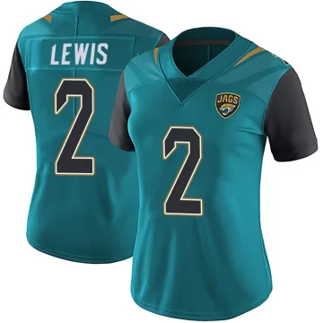 Women's Jacksonville Jaguars ＃2 Jourdan Lewis Teal Limited Vapor Untouchable Team Color Jersey