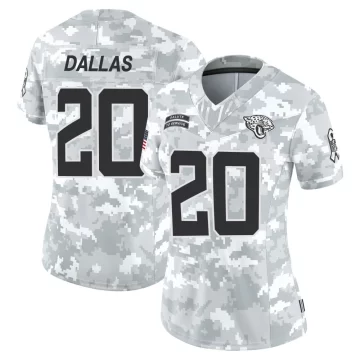 Women's Jacksonville Jaguars ＃20 DeeJay Dallas Arctic Camo Limited 2024 Salute to Service Jersey