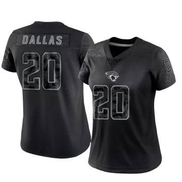 Women's Jacksonville Jaguars ＃20 DeeJay Dallas Black Limited Reflective Jersey