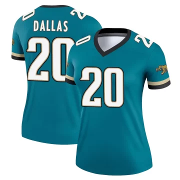 Women's Jacksonville Jaguars ＃20 DeeJay Dallas Teal Legend Prowler Throwback Jersey