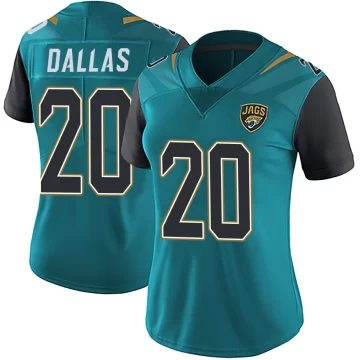 Women's Jacksonville Jaguars ＃20 DeeJay Dallas Teal Limited Vapor Untouchable Team Color Jersey