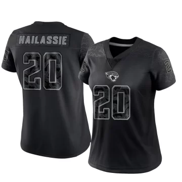 Women's Jacksonville Jaguars ＃20 Kahlef Hailassie Black Limited Reflective Jersey