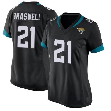 Women's Jacksonville Jaguars ＃21 Christian Braswell Black Game Jersey
