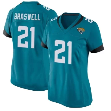 Women's Jacksonville Jaguars ＃21 Christian Braswell Teal Game Jersey
