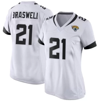 Women's Jacksonville Jaguars ＃21 Christian Braswell White Game Jersey