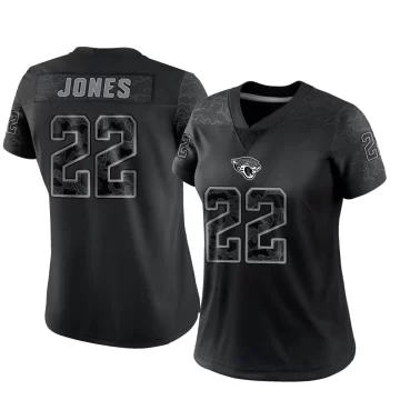 Women's Jacksonville Jaguars ＃22 Jarrian Jones Black Limited Reflective Jersey
