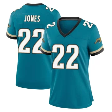 Women's Jacksonville Jaguars ＃22 Jarrian Jones Teal Game Prowler Throwback Jersey