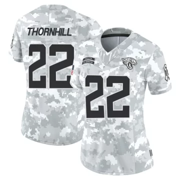 Women's Jacksonville Jaguars ＃22 Juan Thornhill Arctic Camo Limited 2024 Salute to Service Jersey