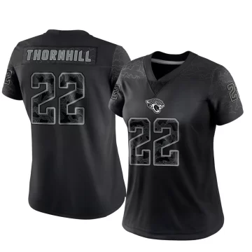 Women's Jacksonville Jaguars ＃22 Juan Thornhill Black Limited Reflective Jersey