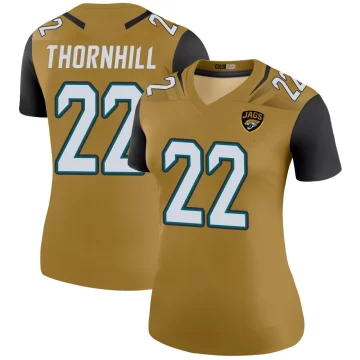 Women's Jacksonville Jaguars ＃22 Juan Thornhill Gold Legend Color Rush Bold Jersey