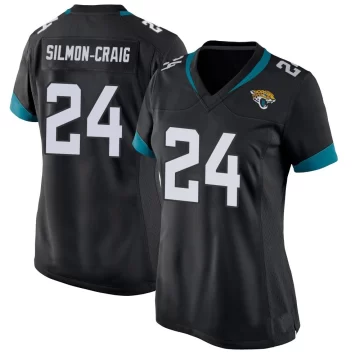 Women's Jacksonville Jaguars ＃24 Cam'Ron Silmon-Craig Black Game Jersey