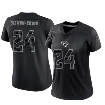 Women's Jacksonville Jaguars ＃24 Cam'Ron Silmon-Craig Black Limited Reflective Jersey