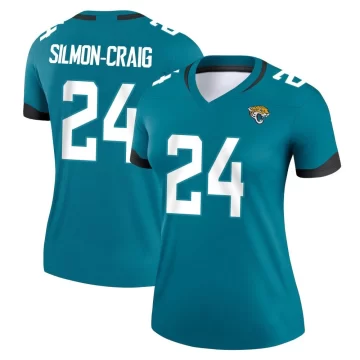 Women's Jacksonville Jaguars ＃24 Cam'Ron Silmon-Craig Teal Legend Jersey