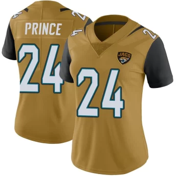 Women's Jacksonville Jaguars ＃24 De'Antre Prince Gold Limited Color Rush Vapor Untouchable Jersey