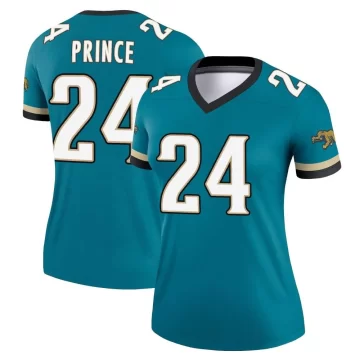 Women's Jacksonville Jaguars ＃24 De'Antre Prince Teal Legend Prowler Throwback Jersey