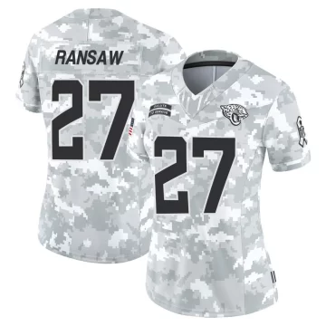 Women's Jacksonville Jaguars ＃27 Caleb Ransaw Arctic Camo Limited 2024 Salute to Service Jersey