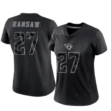 Women's Jacksonville Jaguars ＃27 Caleb Ransaw Black Limited Reflective Jersey