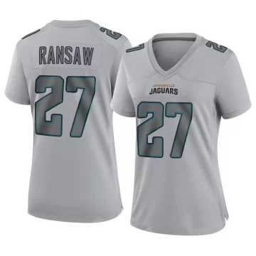 Women's Jacksonville Jaguars ＃27 Caleb Ransaw Gray Game Atmosphere Fashion Jersey