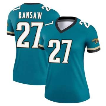 Women's Jacksonville Jaguars ＃27 Caleb Ransaw Teal Legend Prowler Throwback Jersey