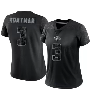 Women's Jacksonville Jaguars ＃3 Brad Nortman Black Limited Reflective Jersey