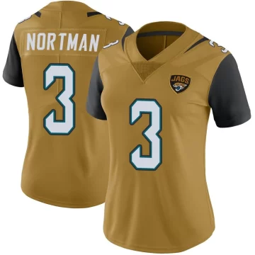 Women's Jacksonville Jaguars ＃3 Brad Nortman Gold Limited Color Rush Vapor Untouchable Jersey