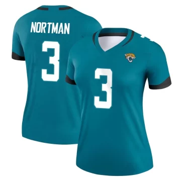 Women's Jacksonville Jaguars ＃3 Brad Nortman Teal Legend Jersey