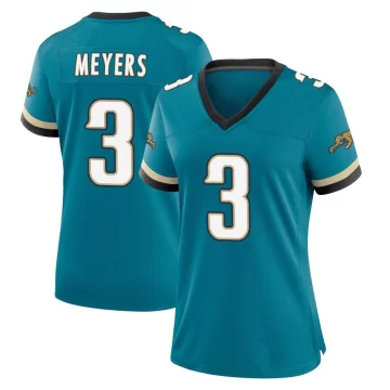 Women's Jacksonville Jaguars ＃3 Jakobi Meyers Teal Game Prowler Throwback Jersey