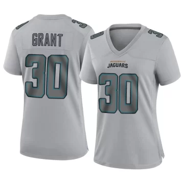 Women's Jacksonville Jaguars ＃30 Corey Grant Gray Game Atmosphere Fashion Jersey