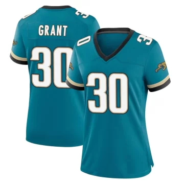 Women's Jacksonville Jaguars ＃30 Corey Grant Teal Game Prowler Throwback Jersey