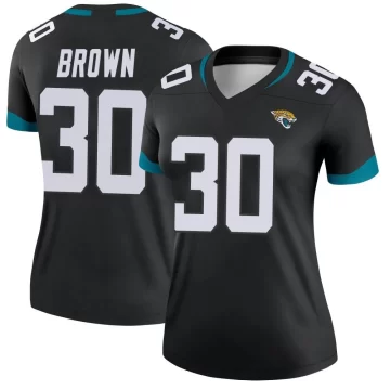 Women's Jacksonville Jaguars ＃30 Montaric Brown Black Legend Jersey