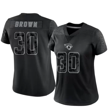 Women's Jacksonville Jaguars ＃30 Montaric Brown Black Limited Reflective Jersey