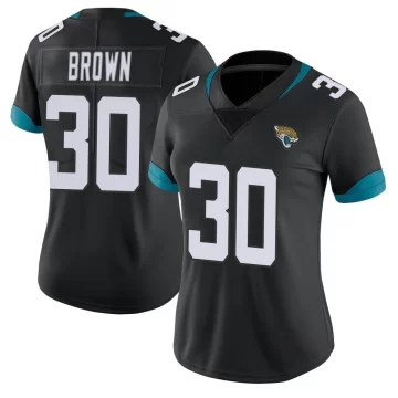 Women's Jacksonville Jaguars ＃30 Montaric Brown Black Limited Vapor Untouchable Jersey