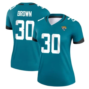 Women's Jacksonville Jaguars ＃30 Montaric Brown Teal Legend Jersey