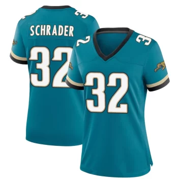 Women's Jacksonville Jaguars ＃32 Cody Schrader Teal Game Prowler Throwback Jersey