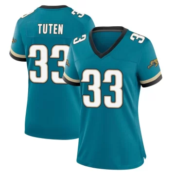 Women's Jacksonville Jaguars ＃33 Bhayshul Tuten Teal Game Prowler Throwback Jersey
