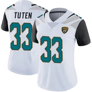 Women's Jacksonville Jaguars ＃33 Bhayshul Tuten White Limited Vapor Untouchable Jersey