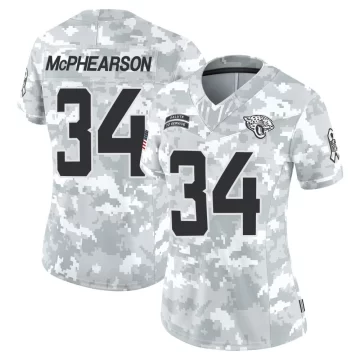 Women's Jacksonville Jaguars ＃34 Zech McPhearson Arctic Camo Limited 2024 Salute to Service Jersey