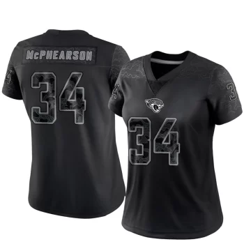 Women's Jacksonville Jaguars ＃34 Zech McPhearson Black Limited Reflective Jersey