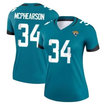 Women's Jacksonville Jaguars ＃34 Zech McPhearson Teal Legend Jersey