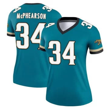 Women's Jacksonville Jaguars ＃34 Zech McPhearson Teal Legend Prowler Throwback Jersey