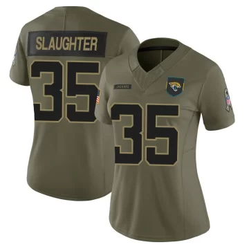 Women's Jacksonville Jaguars ＃35 Doneiko Slaughter Olive Limited 2025 Salute to Service Jersey