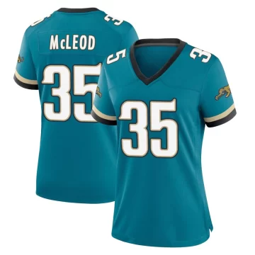Women's Jacksonville Jaguars ＃35 Jalen McLeod Teal Game Prowler Throwback Jersey